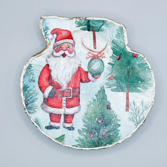 Santa & Ornament Clam Shell Jewelry Dish