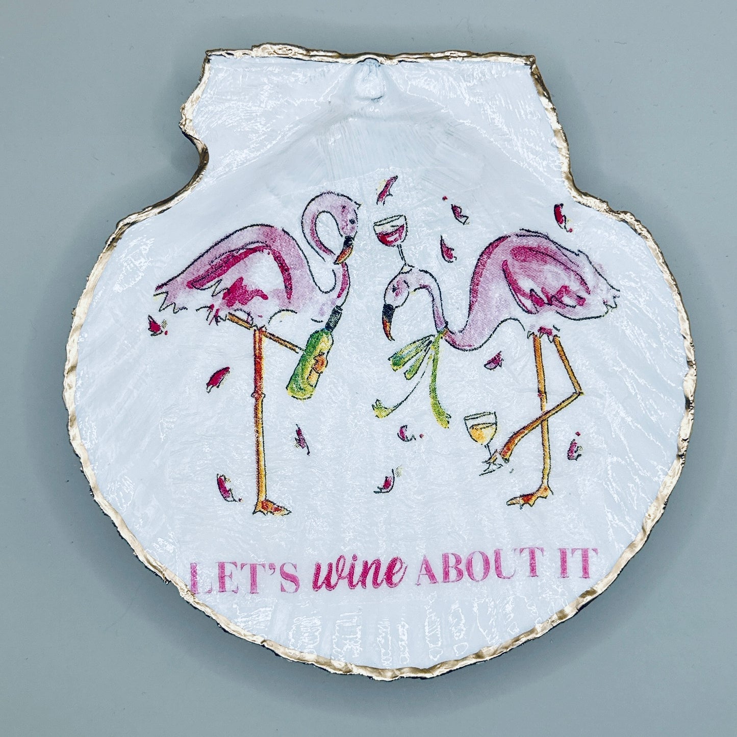 Let's Wine About It Clam Shell Jewelry Dish
