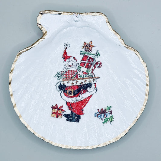 Santa's Stack of Gifts Clam Shell Jewelry Dish