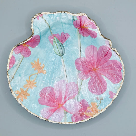 Pink Blossom Clam Shell Jewelry Dish
