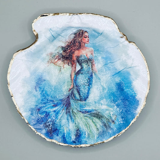 Ocean Gown Mermaid Clam Shell Jewelry Dish