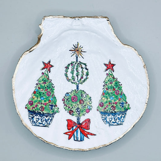 Starlight Topiary Christmas Clam Shell Jewelry Dish
