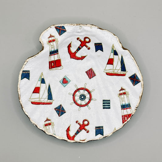 Nautical Icons Clam Shell Jewelry Dish