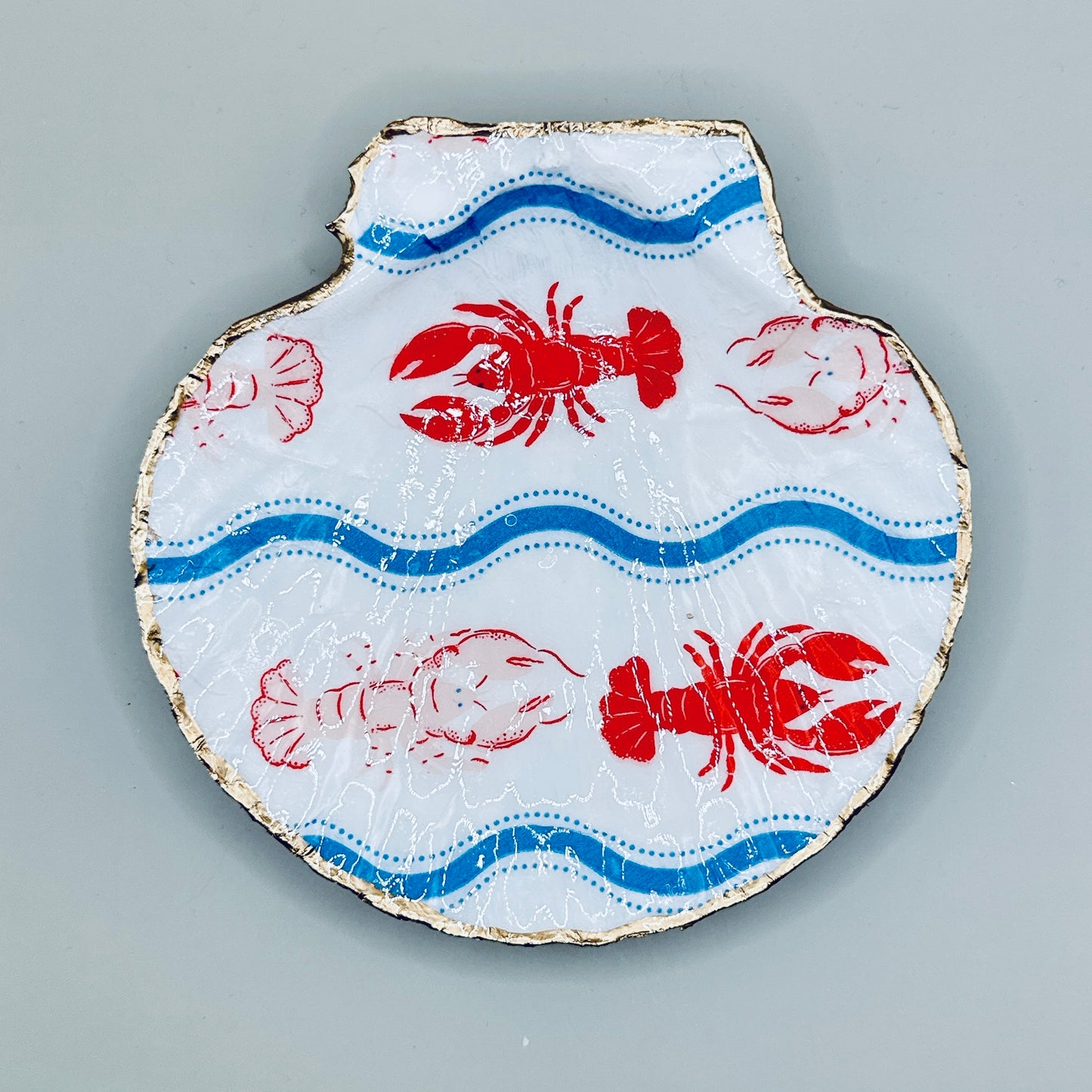 Lobster Wave Clam Shell Jewelry Dish