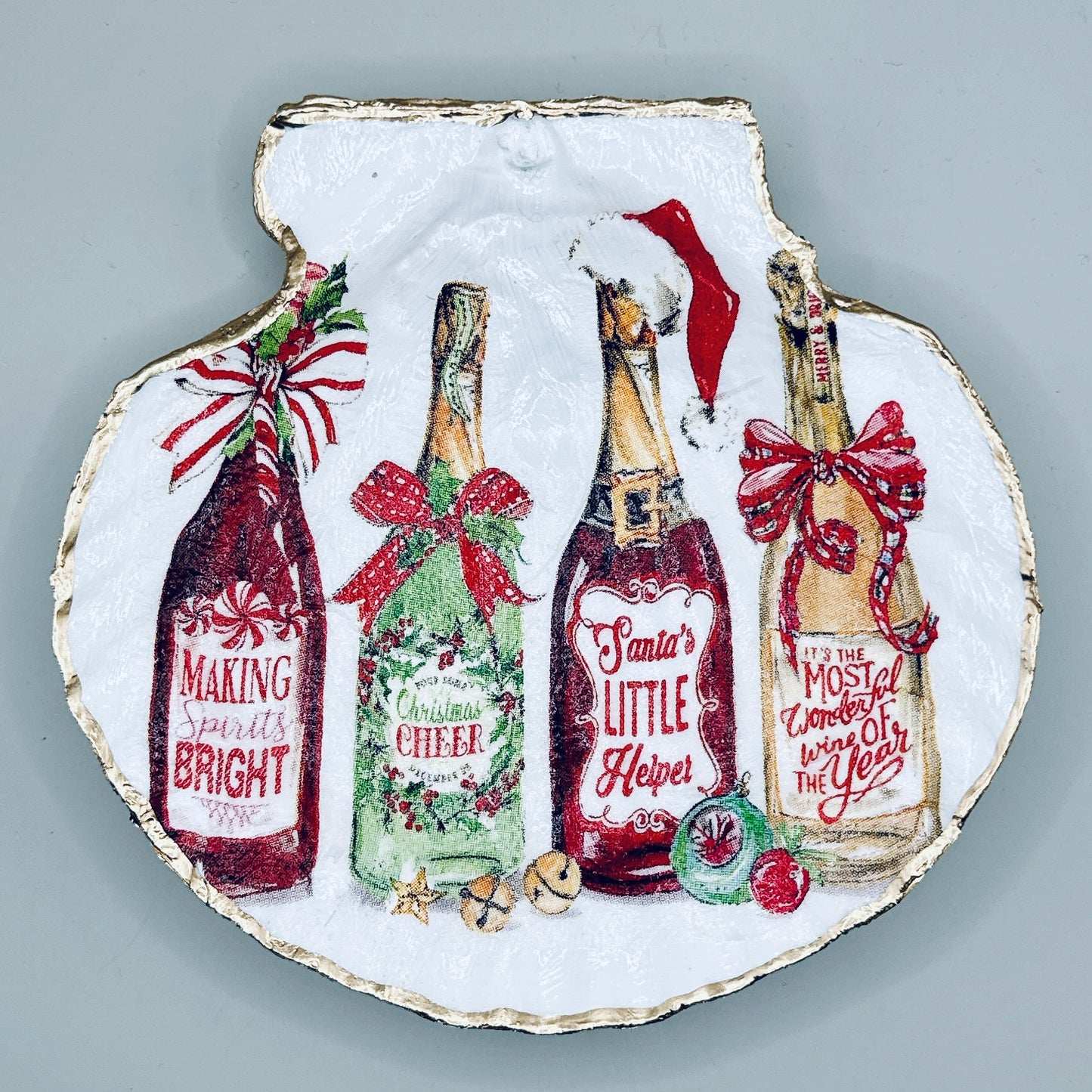 Holiday Bubbly Clam Shell Jewelry Dish