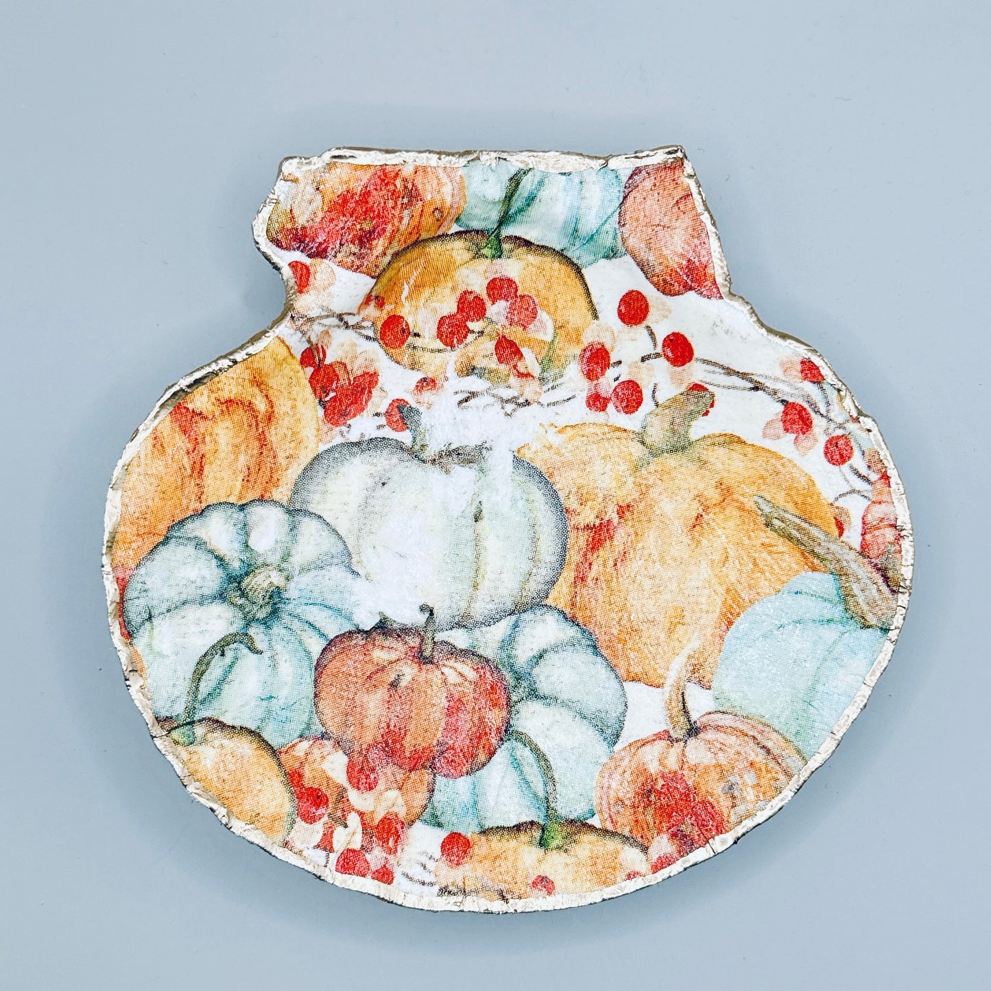 Autumn Pumpkin Patch Clam Shell Jewelry Dish
