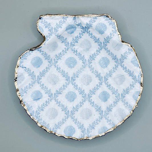 Blue Shell Trellis Clam Shell Jewelry Dish
