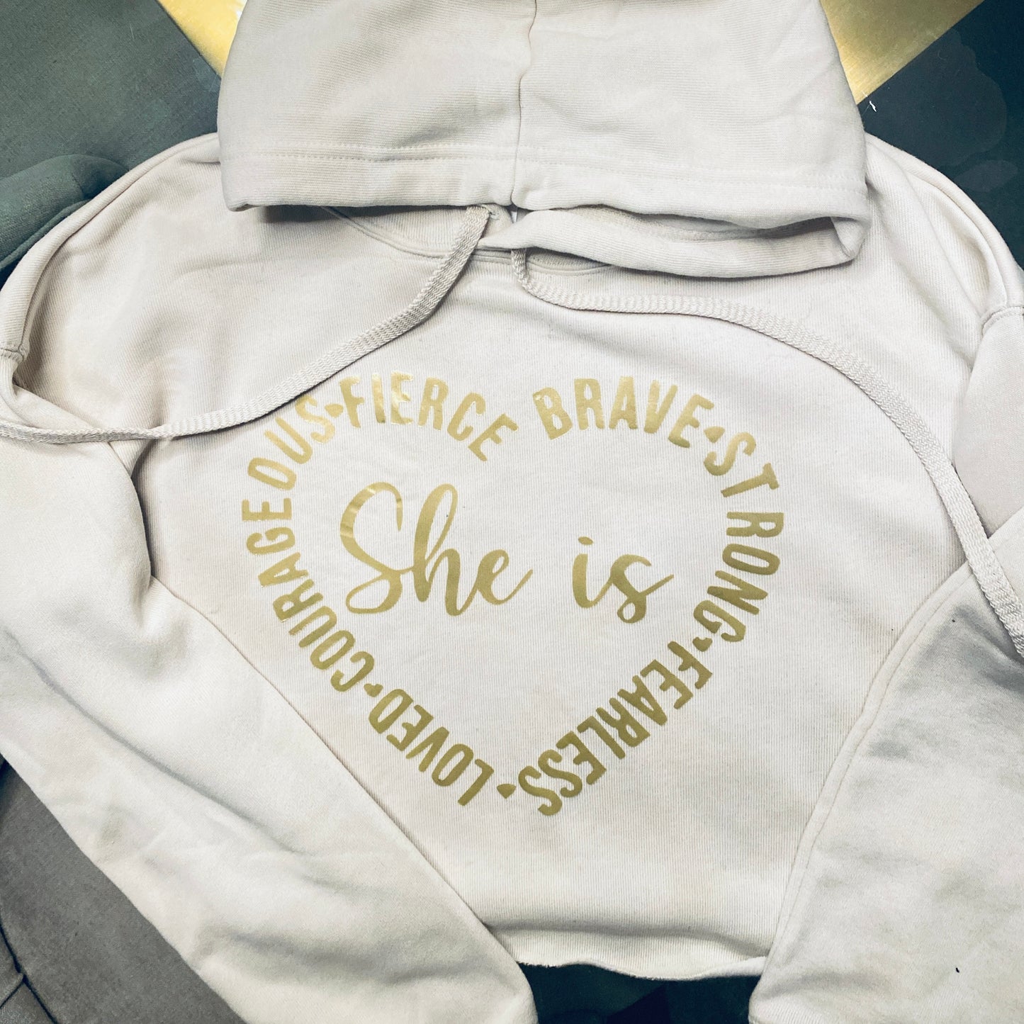 She is Cropped Sweatshirt
