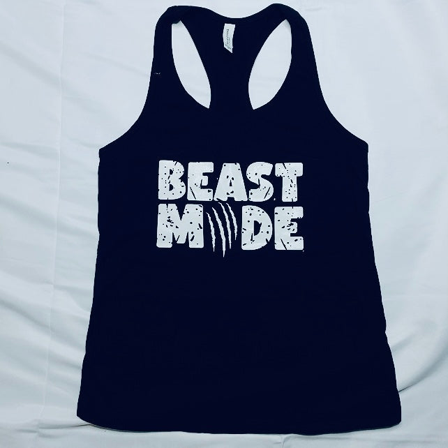 Beast Mode Razorback Tank Top Black and White