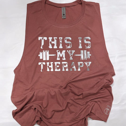 This is My Therapy Muscle Tank Dusty Red