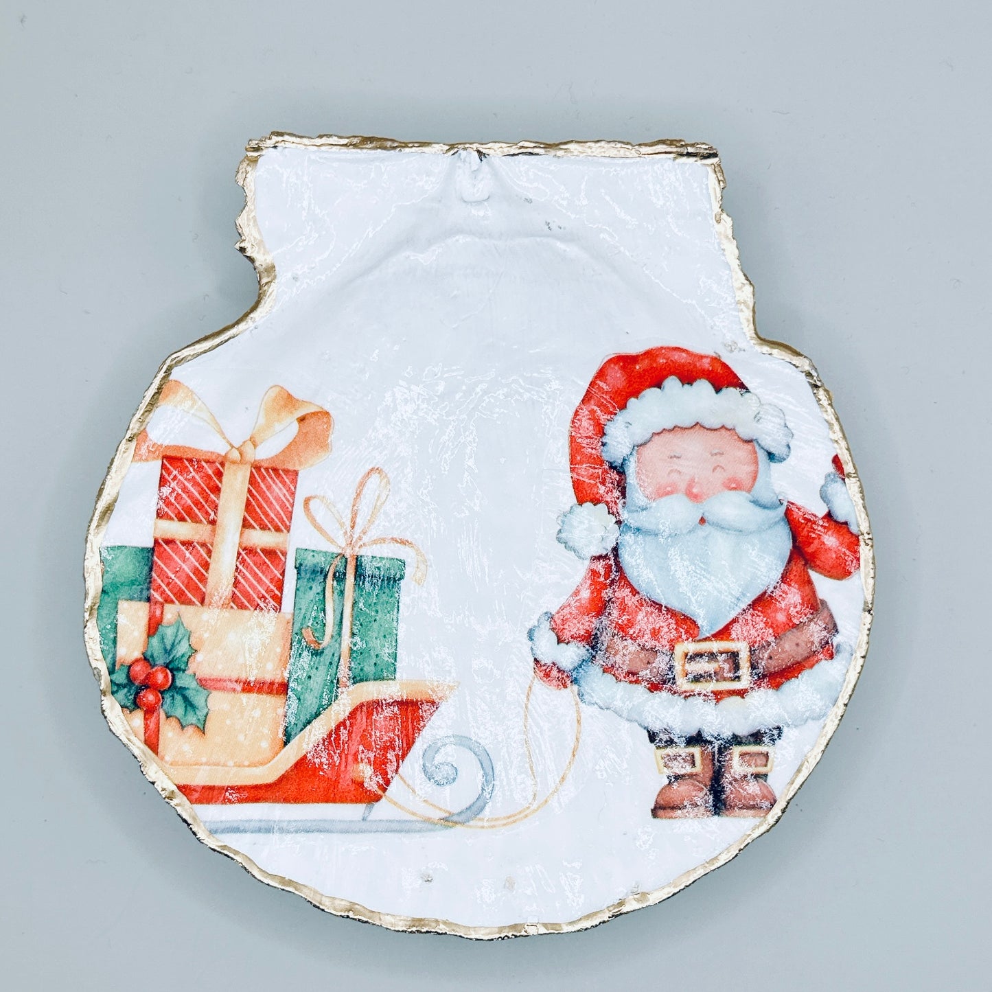 Santa's Sleigh Clam Shell Jewelry Dish