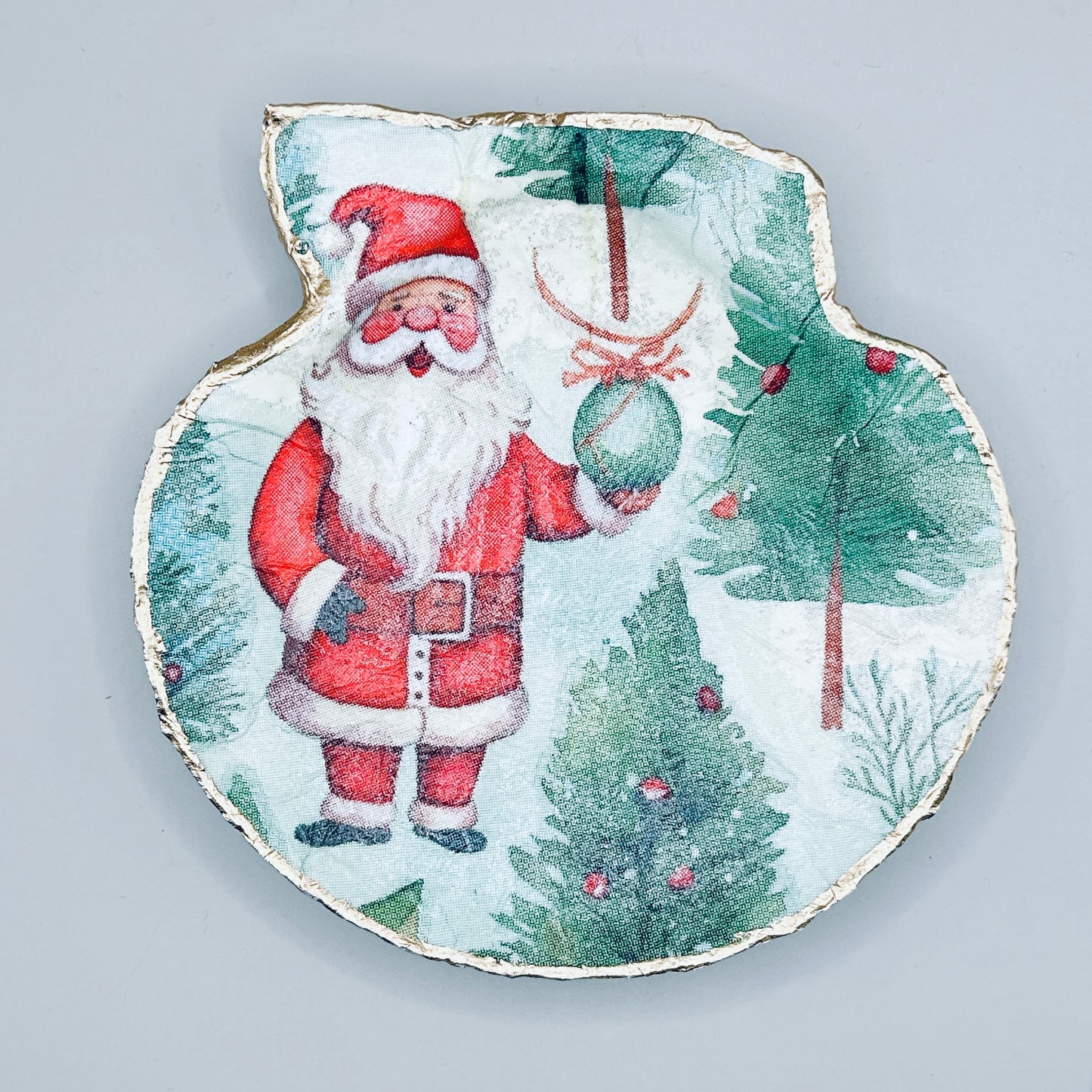 Santa & Ornament Clam Shell Jewelry Dish