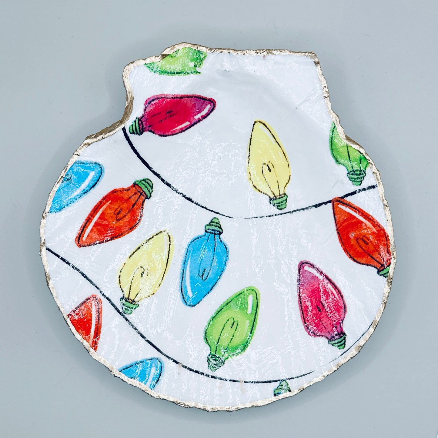 Christmas Lights Clam Shell Jewelry Dish