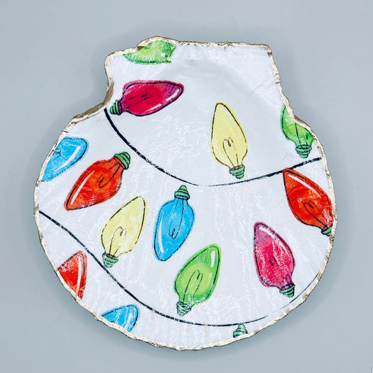 Christmas Lights Clam Shell Jewelry Dish