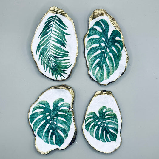 Tropical Leaf Shell Magnets - Set of 4