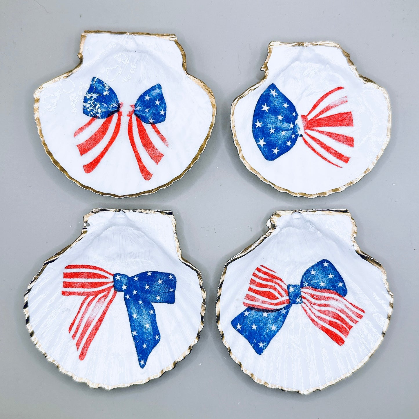 Patriotic Bows Scallop Shell Magnets