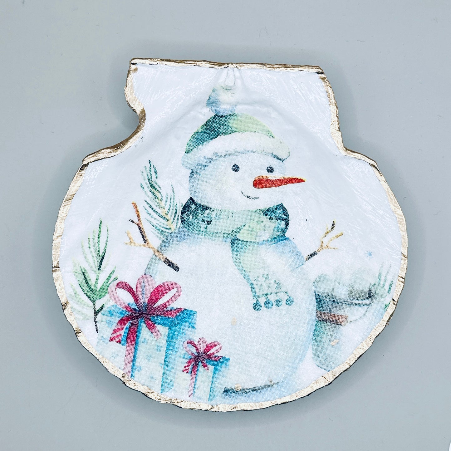 Watercolor Snowman Clam Shell Jewelry Dish