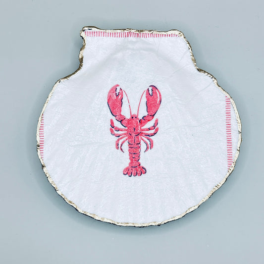 Pink Lobster Clam Shell Jewelry Dish