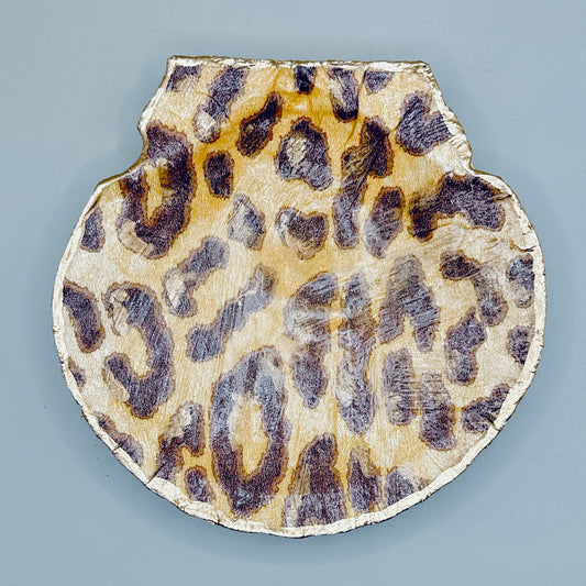 Leopard Print Clam Shell Jewelry Dish
