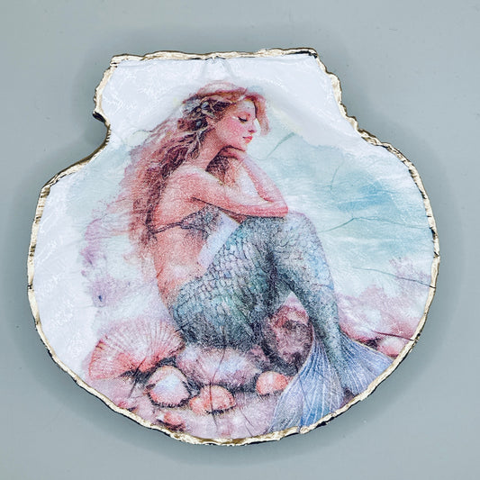 Resting Mermaid Clam Shell Jewelry Dish