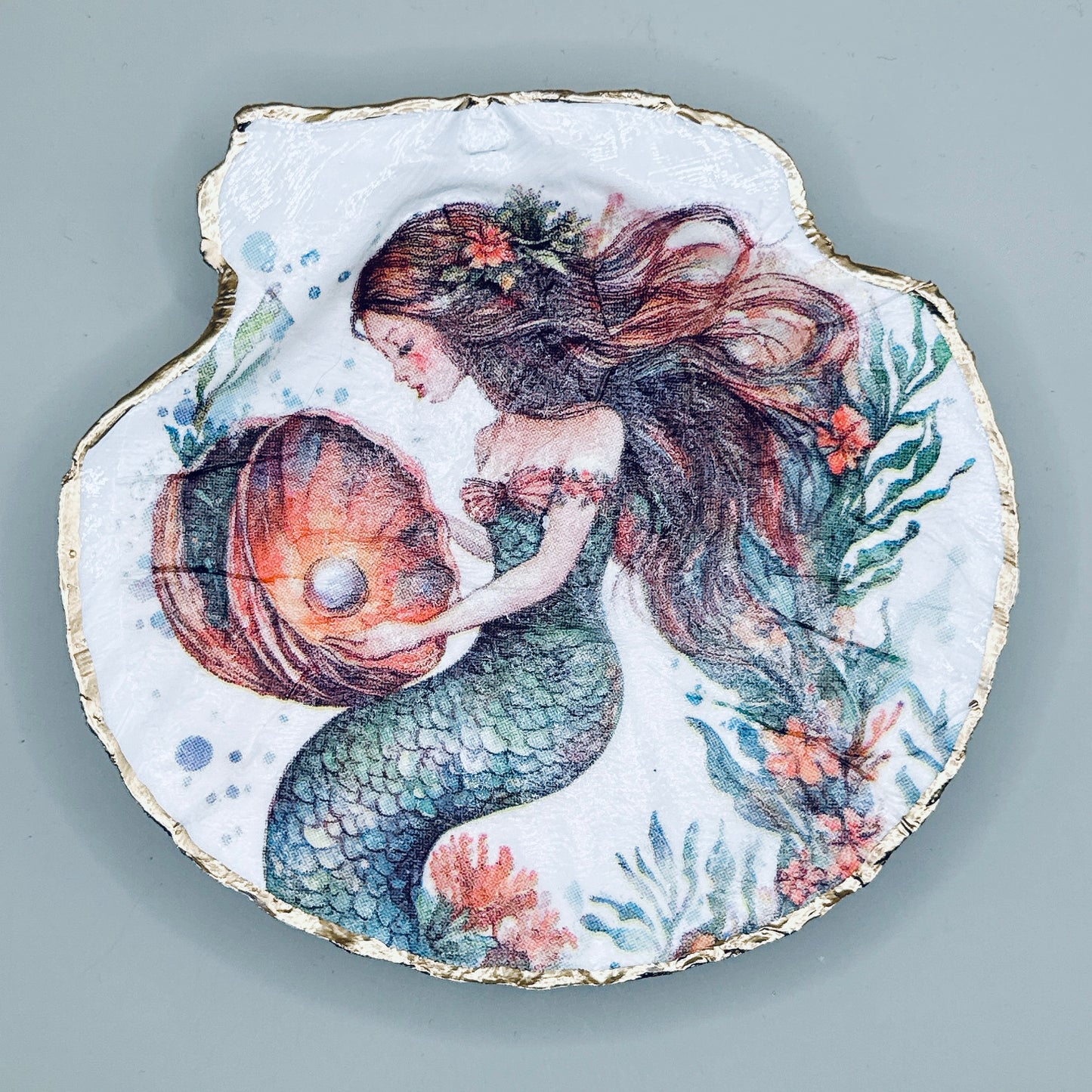 Mermaid & Pearl Clam Shell Jewelry Dish