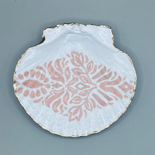 Blush Damask Clam Shell Jewelry Dish