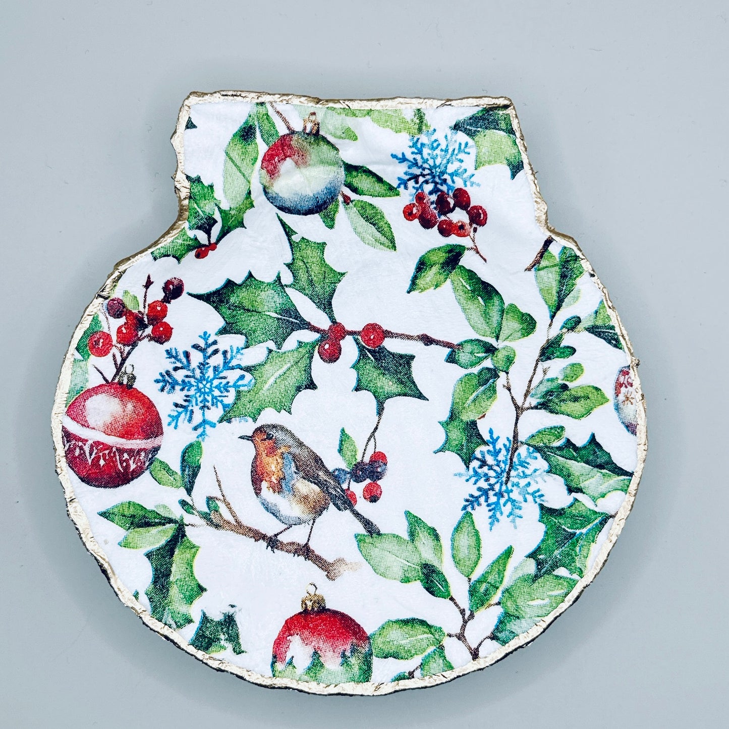Robin & Holly Clam Shell Jewelry Dish
