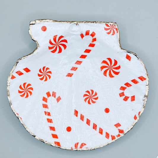 Peppermint Candy Clam Shell Jewelry Dish
