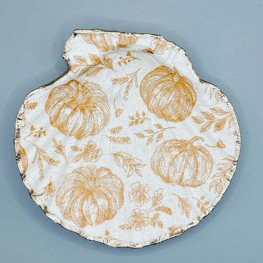 Pumpkin Sketch Clam Shell Jewelry Dish
