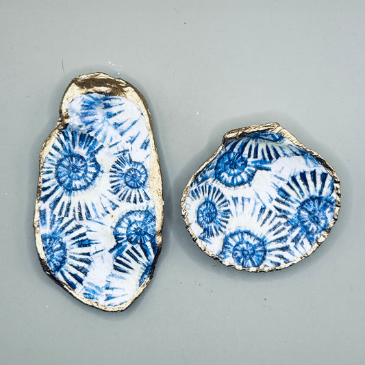 Blue Ammonite Pattern Shell Magnets
