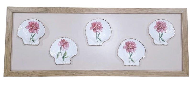 Coastal Blooms shell wall art detail