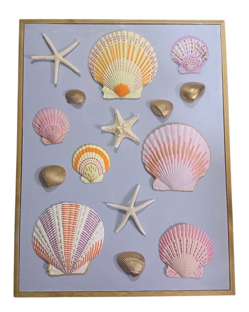 Seashells at Sunset shell wall art detail