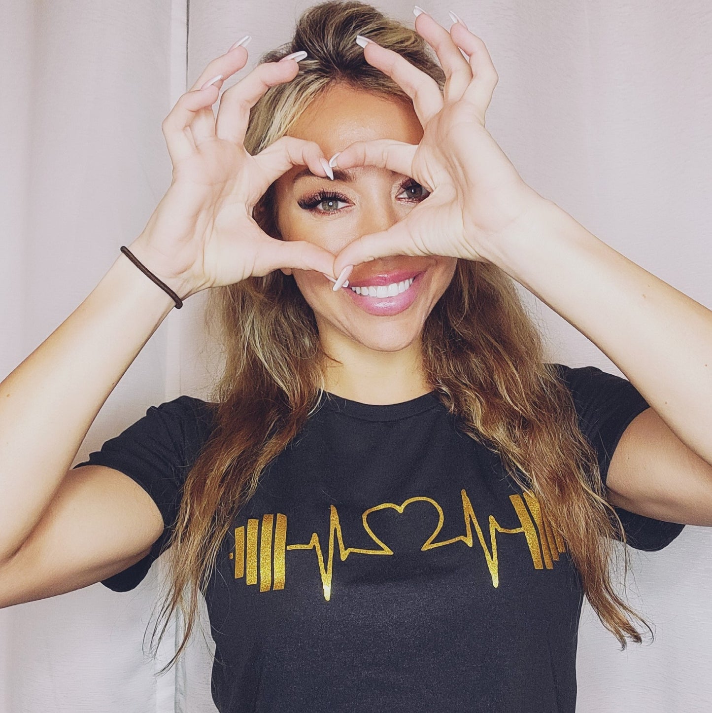 Barbell Love Crop Tee Black and Gold