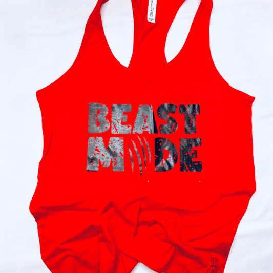 Beast Mode Razorback Tank Top Black and Red
